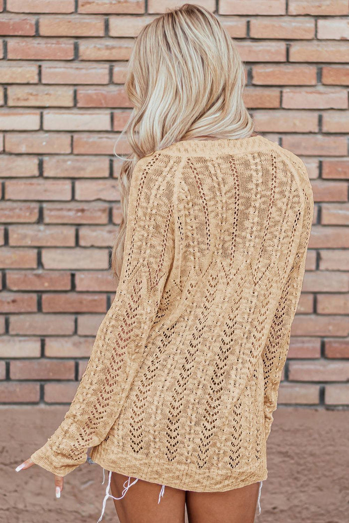 White Solid Open Knit Cardigan - Sweaters & Cardigans/Cardigans