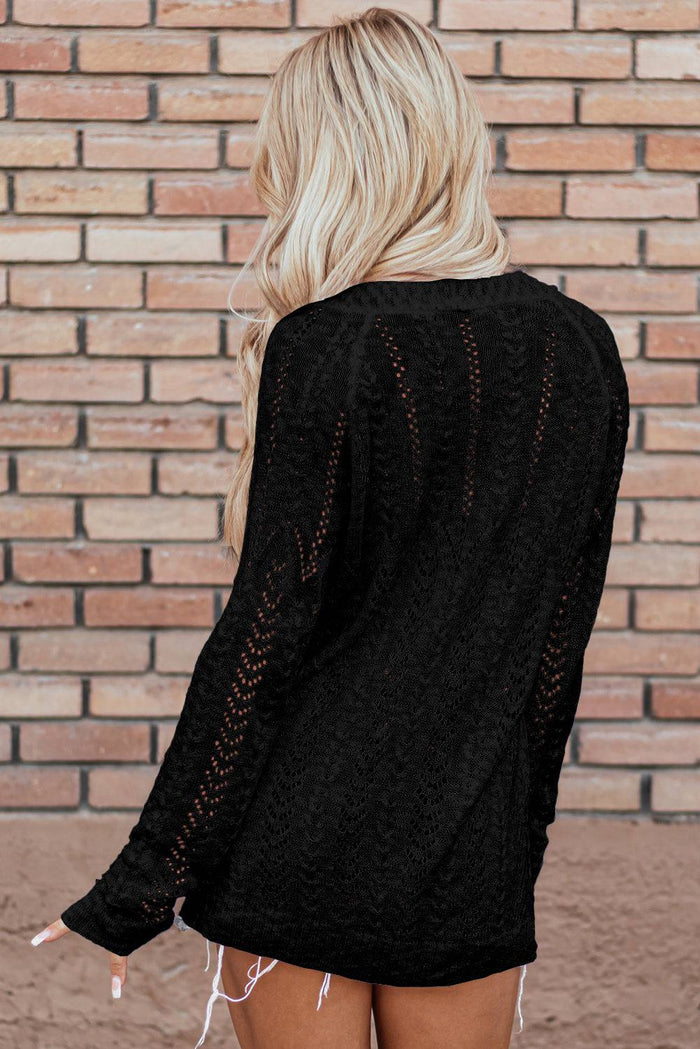 White Solid Open Knit Cardigan - Sweaters & Cardigans/Cardigans