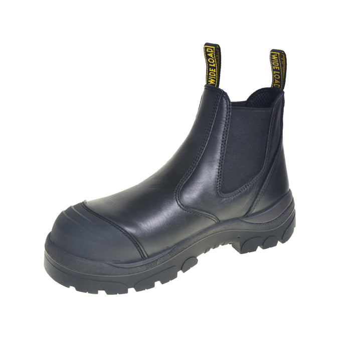 Wide Load Black Pull On Steel Toe Boot 490BPO