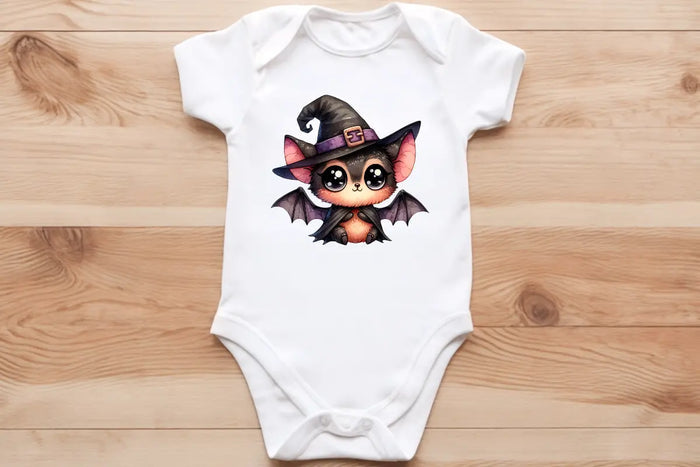 Witchy bat pup🦇 baby vest🖤🦔 Claxton Creations GB