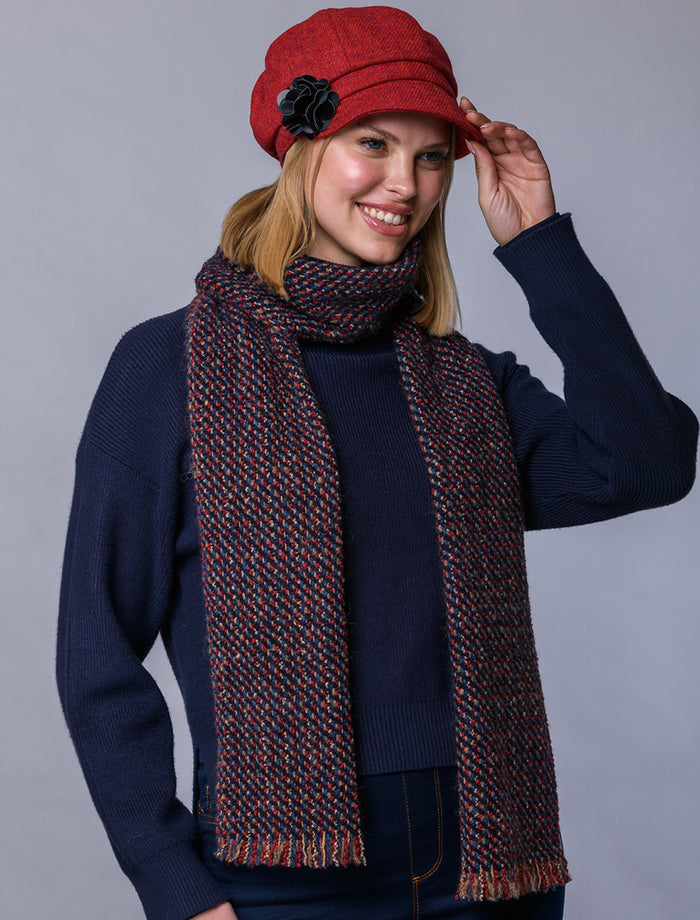 Atlantic Scarf #color_charcoal-blue-red