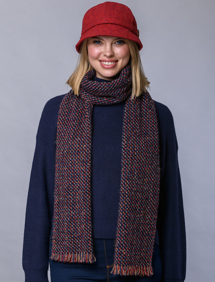 Atlantic Scarf #color_charcoal-blue-red