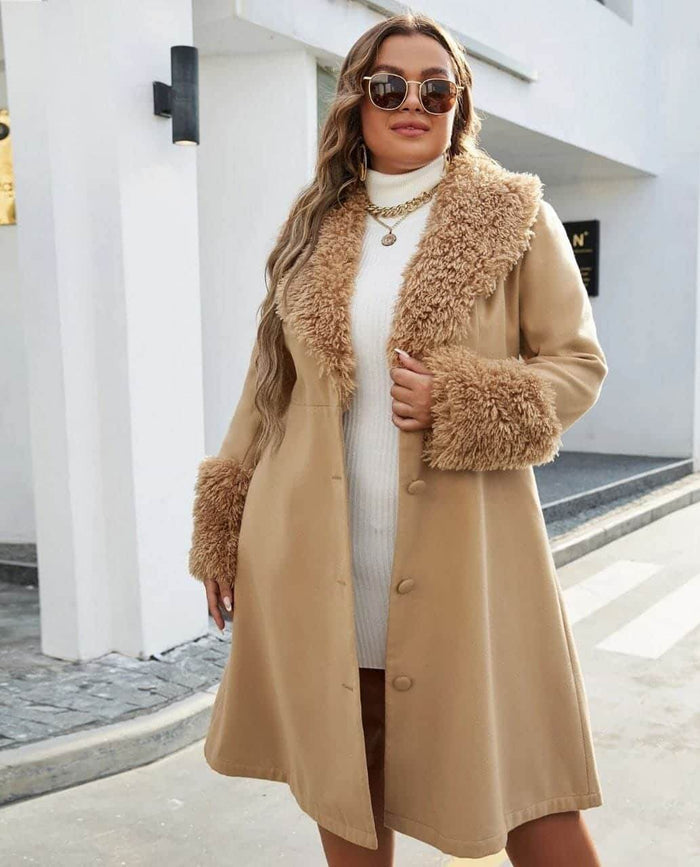 Womens Long Coat - Dark Beige - Dubai Offers Today