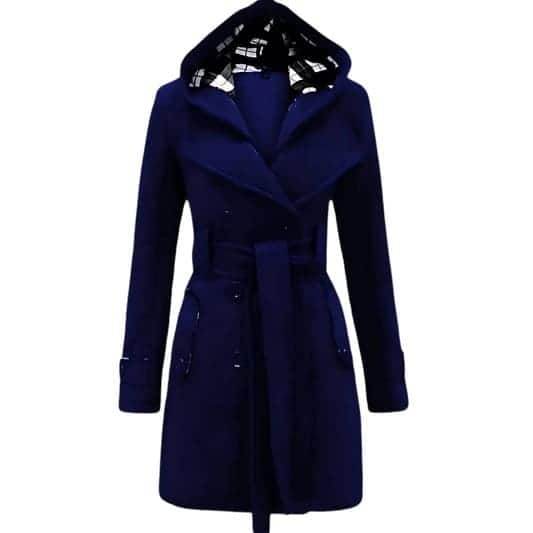 Womens Long Coat - Navy Blue - Dubai Offers Today