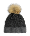 Women's Plait Pom Hat - Black
