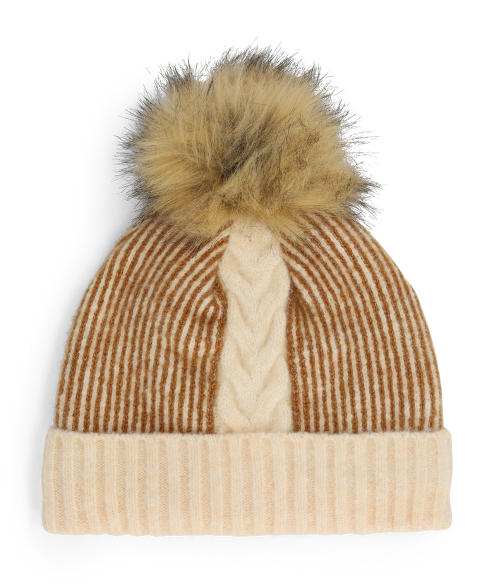 Women's Plait Pom Hat - Sanddune