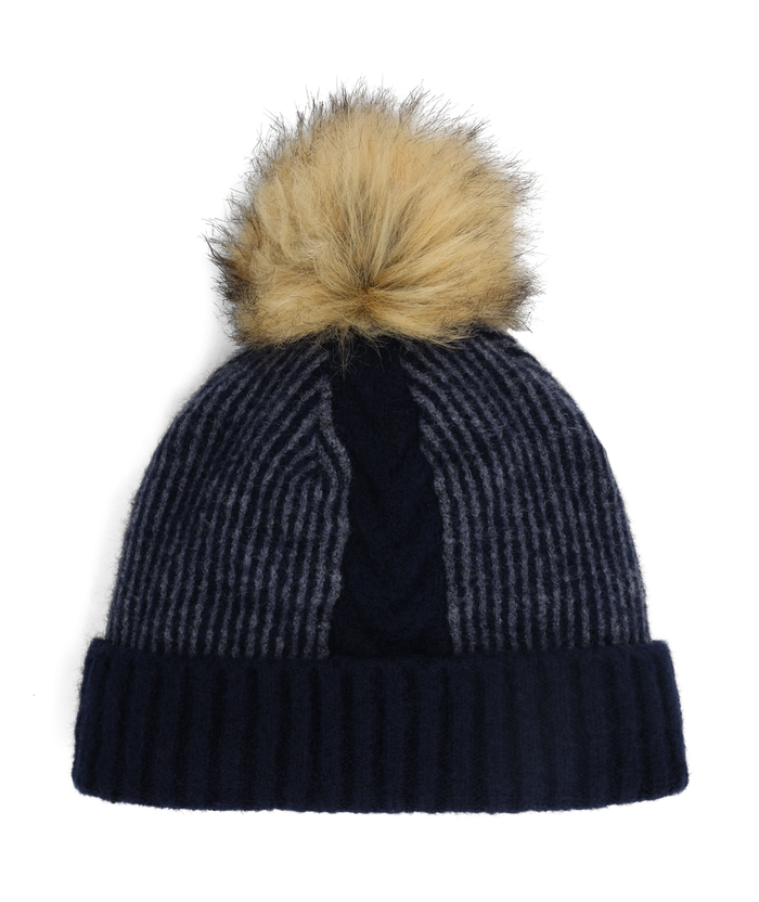 Women's Plait Pom Hat - Slate Blue