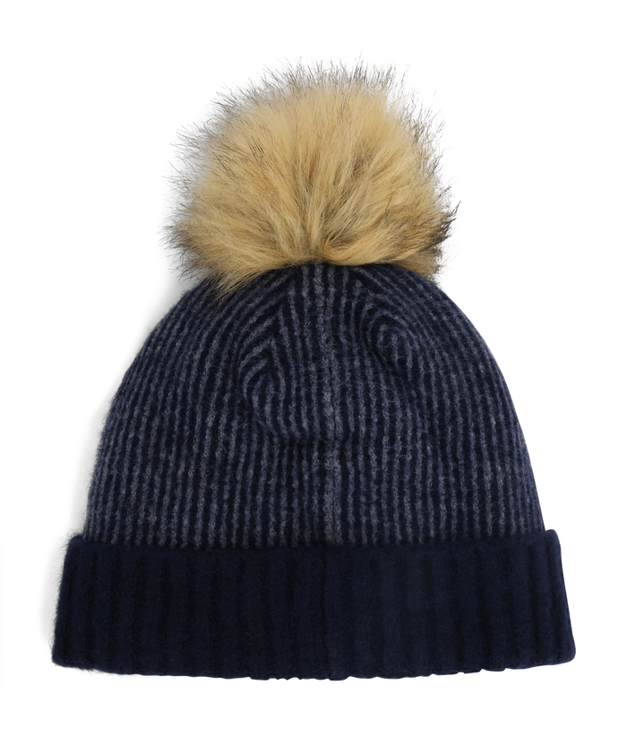 Women's Plait Pom Hat - Slate Blue