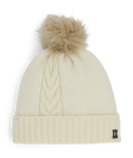 Women's Plait Pom Hat - White