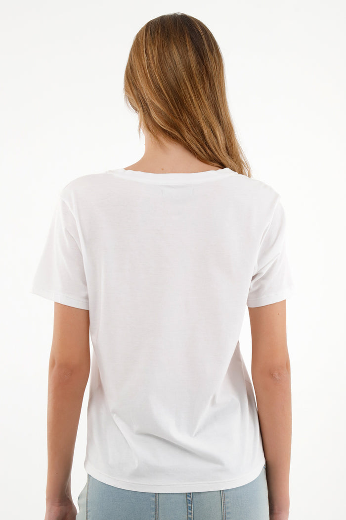 Women's White Crew Neck Tee
