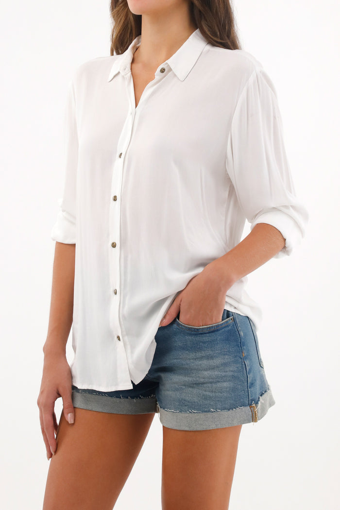 Women's White Long Sleeve Shirt