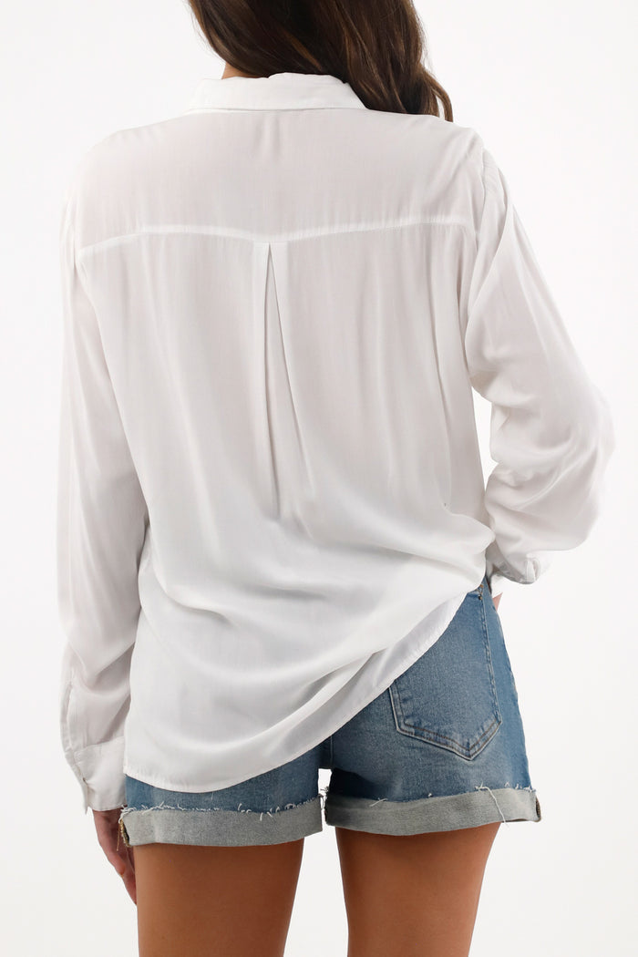 Women's White Long Sleeve Shirt