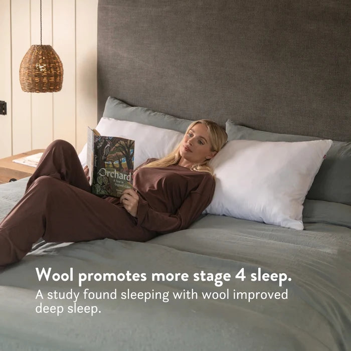 Wool Body Pillow - Side Sleep & Pregnancy 100% cotton cover. For hips, knee, shoulder and back pain. Natural materials. No plastics.