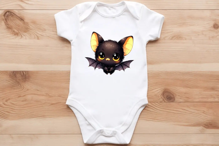 Yellow & black bat pup🦇 baby vest🖤🦔 Claxton Creations GB