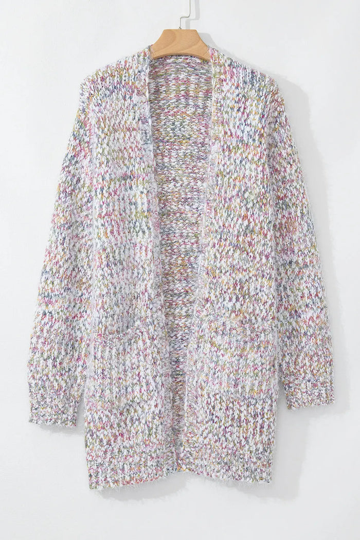 Yellow Multicolour Confetti Open Front Knit Cardigan - Sweaters & Cardigans/Cardigans