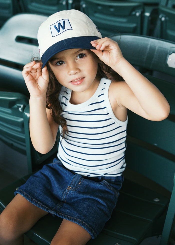 Youth Cubs Baseball W Flag Dad Hat - Ivory & Navy