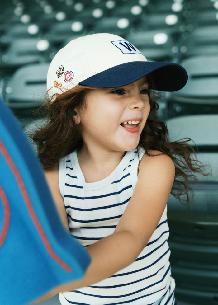 Youth Cubs Baseball W Flag Dad Hat - Ivory & Navy