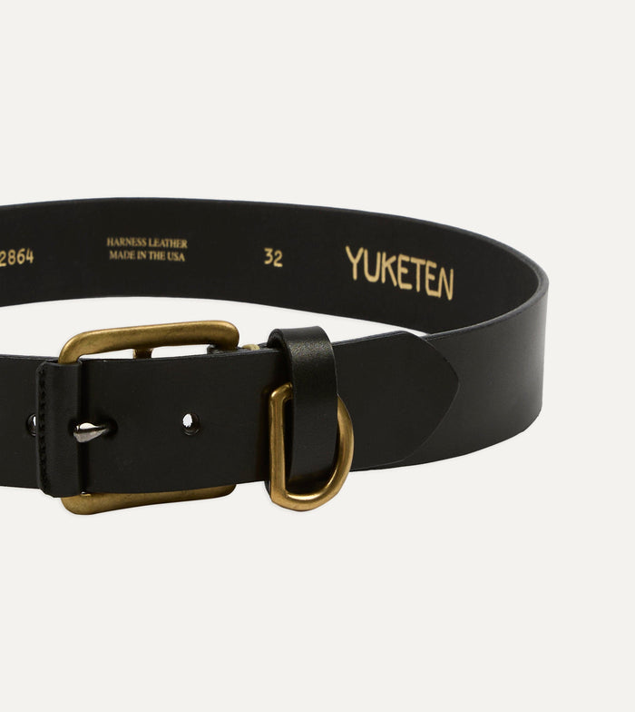 Yuketen Black Stitched D-Ring Belt