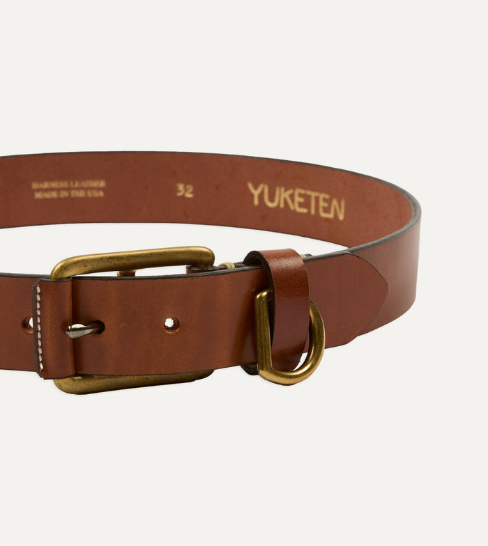 Yuketen Buck Brown Stitched D-Ring Belt