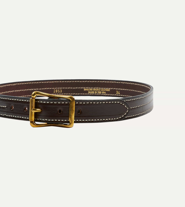 Yuketen Dark Brown Triple Stitched Leather Belt