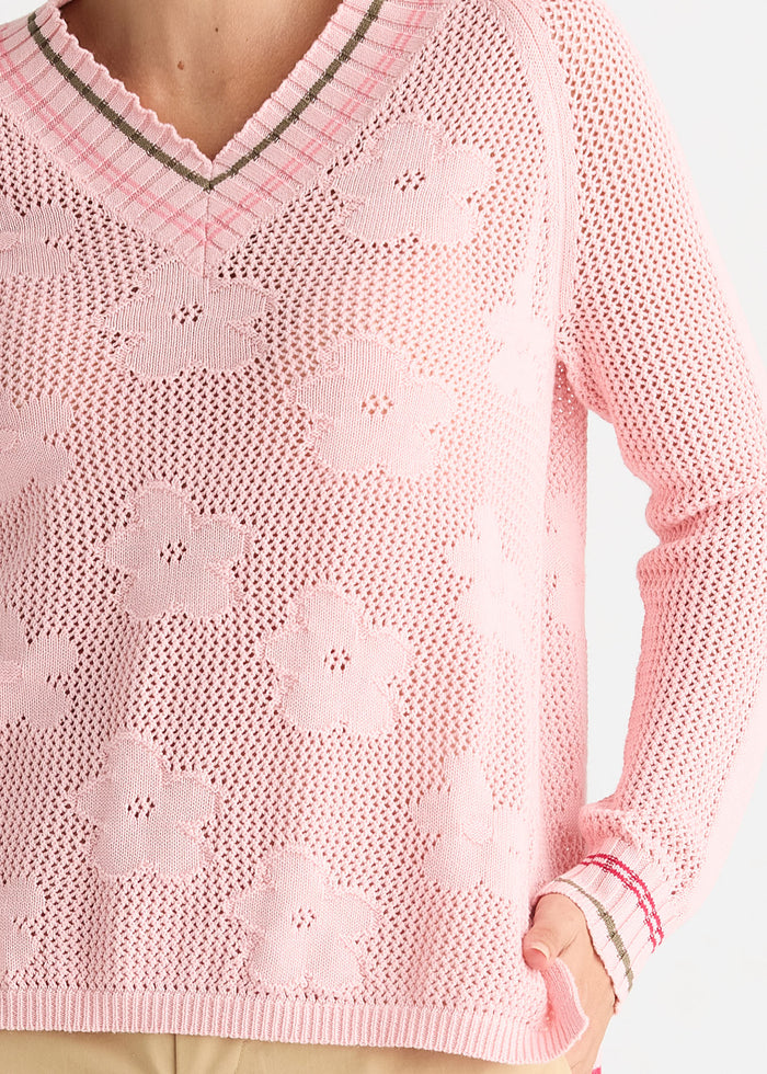 Zaket & Plover - Floral Pointelle Vee