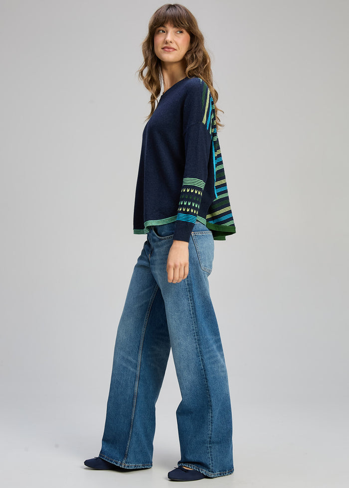 Zaket & Plover - Textured Swing Jumper - Dark Denim (ZP8126)
