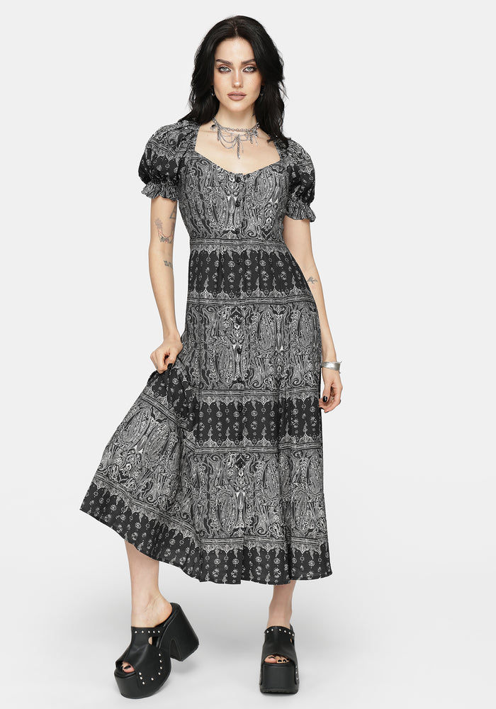 Zelira Paisley Print Midi Dress