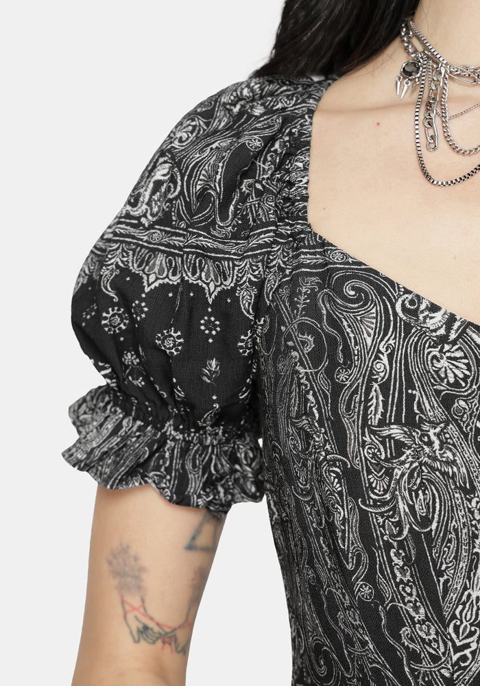 Zelira Paisley Print Midi Dress