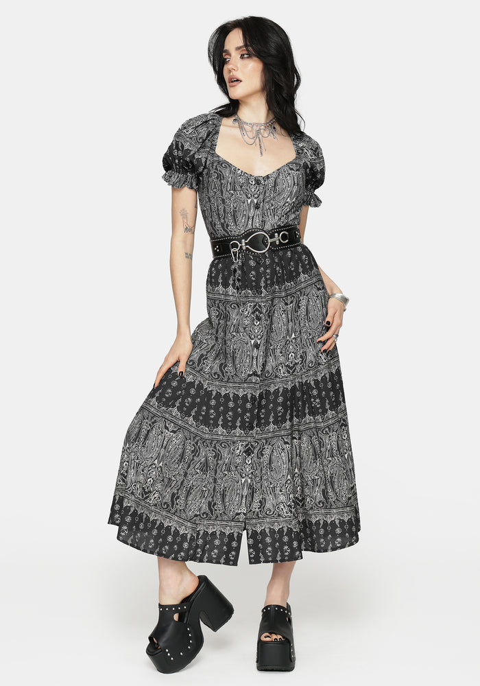 Zelira Paisley Print Midi Dress