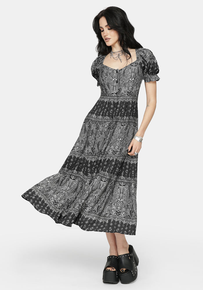Zelira Paisley Print Midi Dress