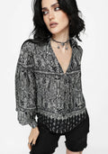 Zelira Paisley Print Open Collar Shirt