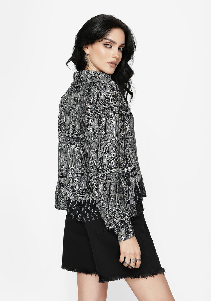 Zelira Paisley Print Open Collar Shirt