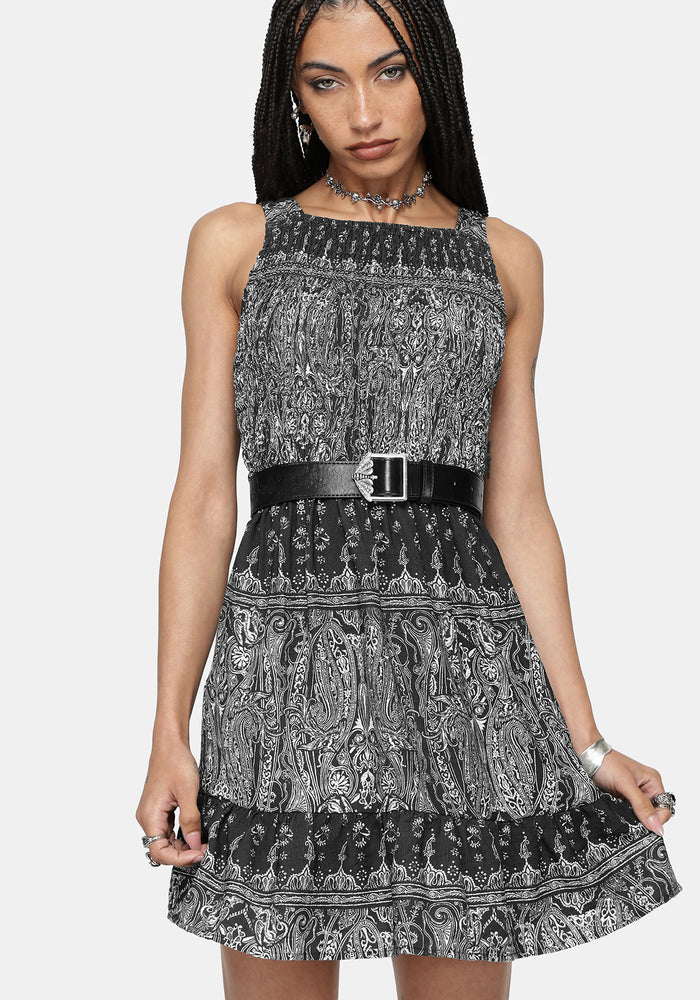 Zelira Paisley Shirred Mini Dress