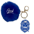 Zeta Phi Kappa keychain with a Zeta Shield adorned with fur, serving as a stylish and unique accessory