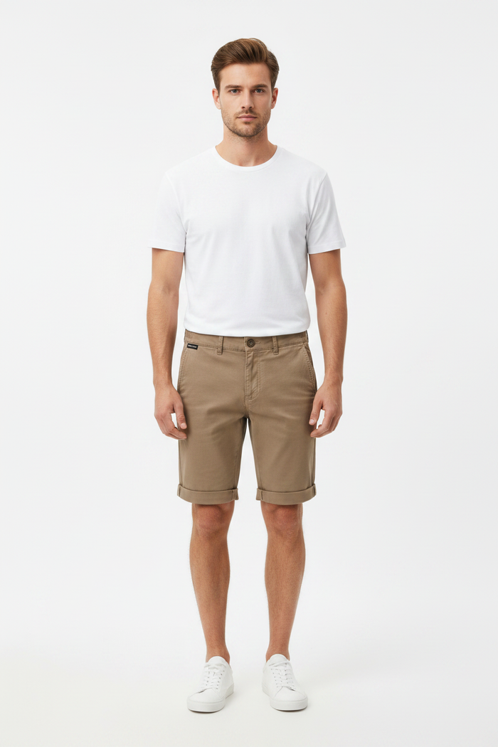 WAM DENIM Korte Broek 72456 Zurex Dark Beige - Front View