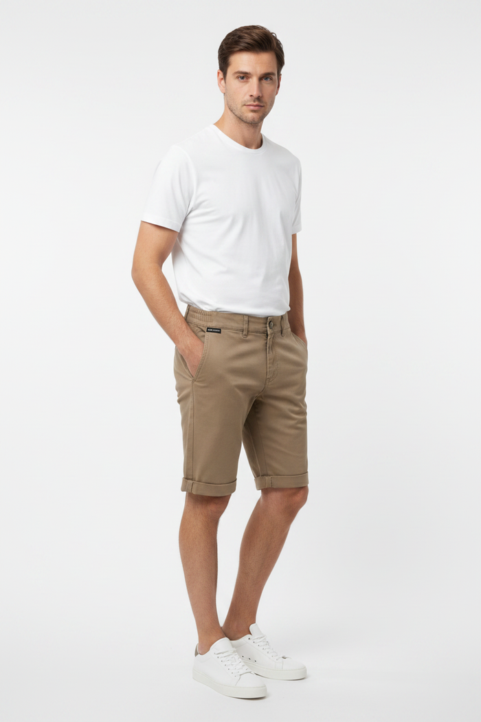 WAM DENIM Korte Broek 72456 Zurex Dark Beige - Three-Quarter View