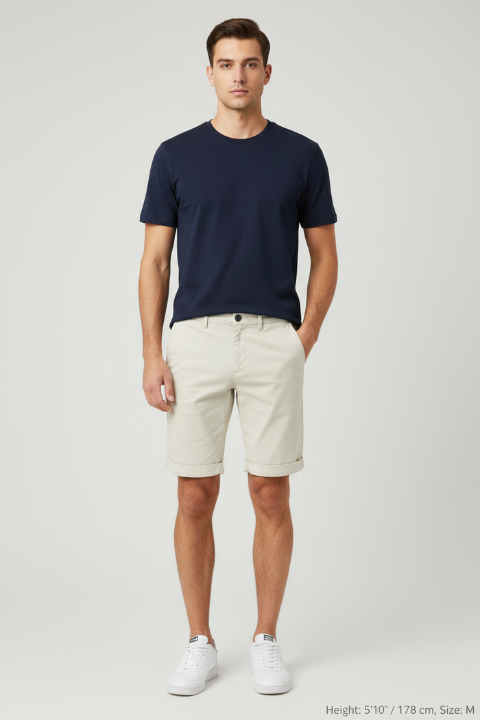 Zurex Chino Shorts - Front Navy Tee